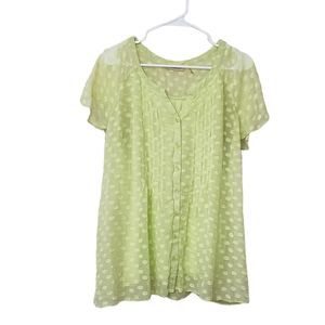 Soft Surroundings Swiss Dot Silk Blend Lined Blouse Size L